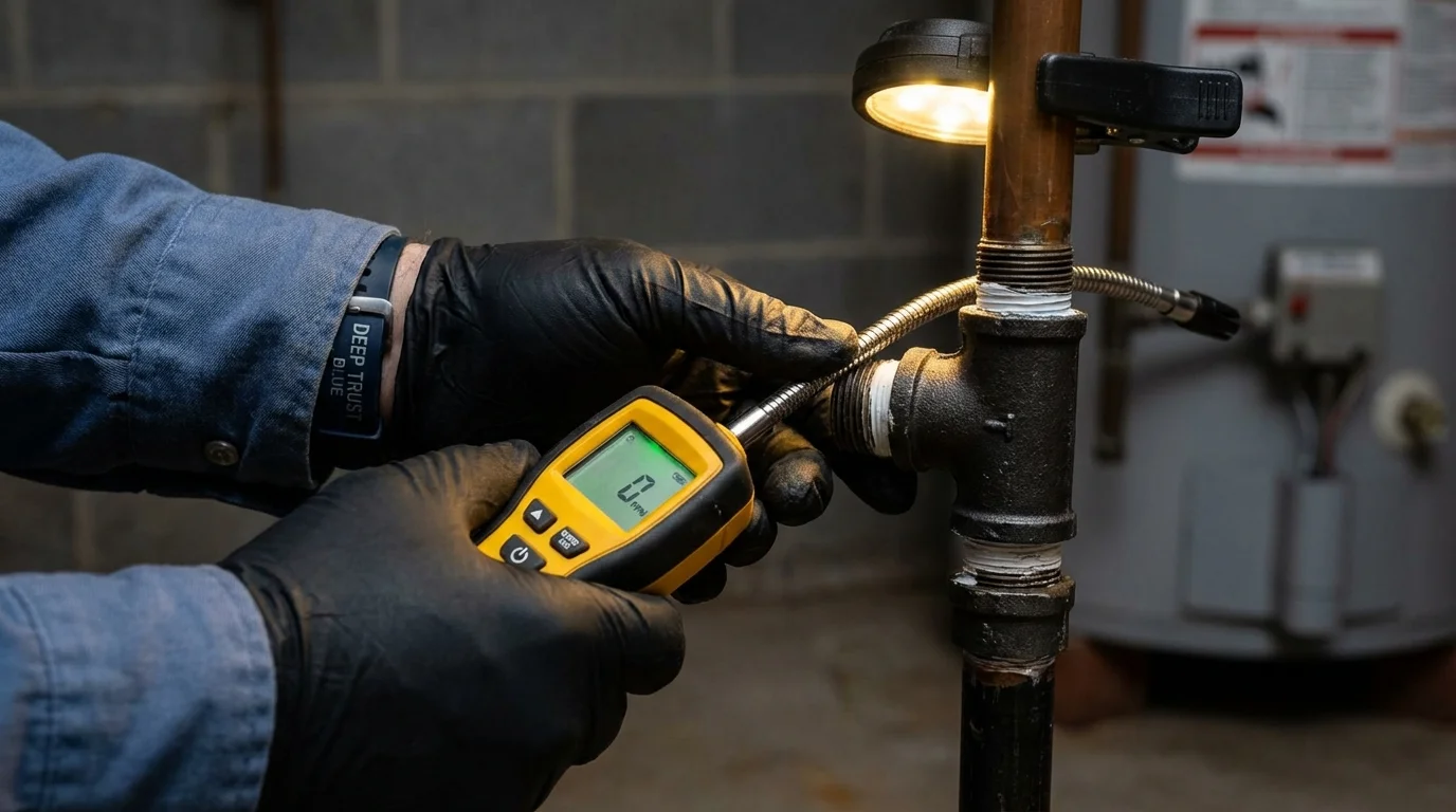 Gas leak detection with electronic sniffer by Johns Plumbing LLC in Calverton